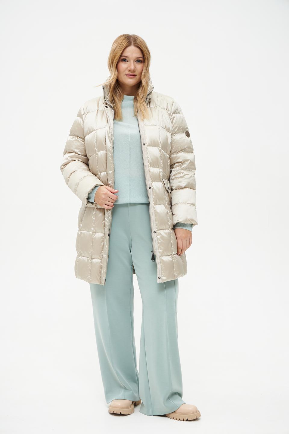 Пальто Lebek стеганое бежевое