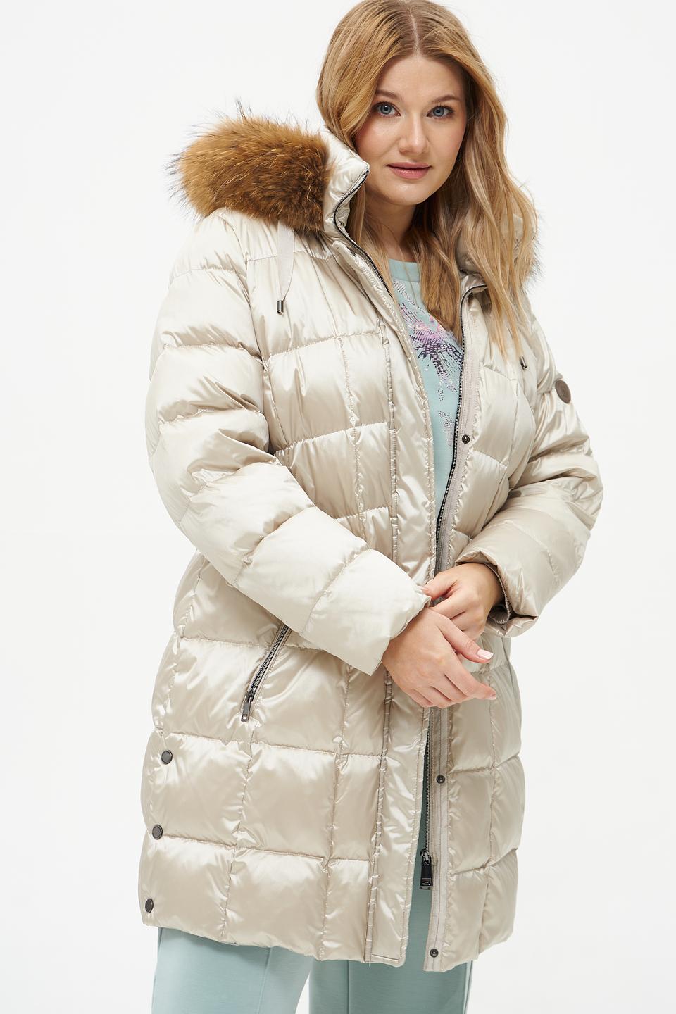 Пальто Lebek стеганое бежевое