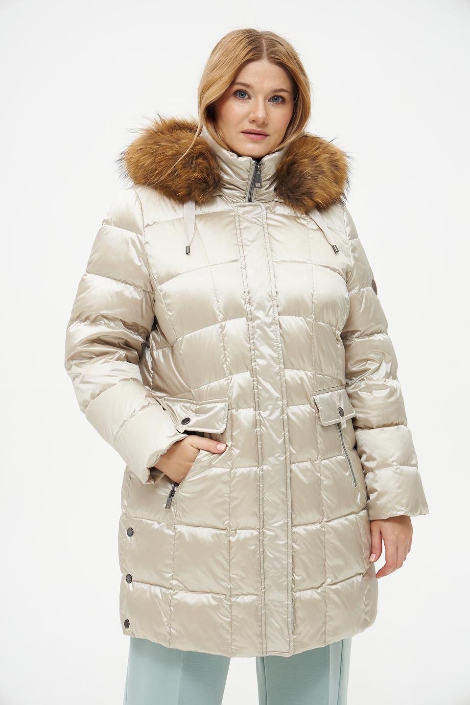 Пальто Lebek стеганое бежевое