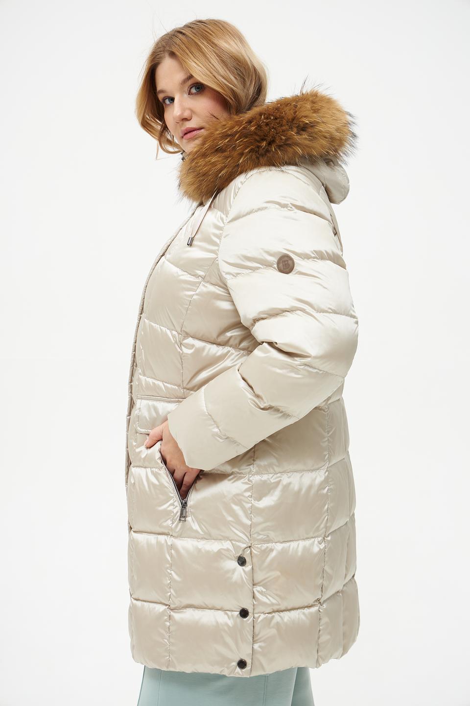 Пальто Lebek стеганое бежевое