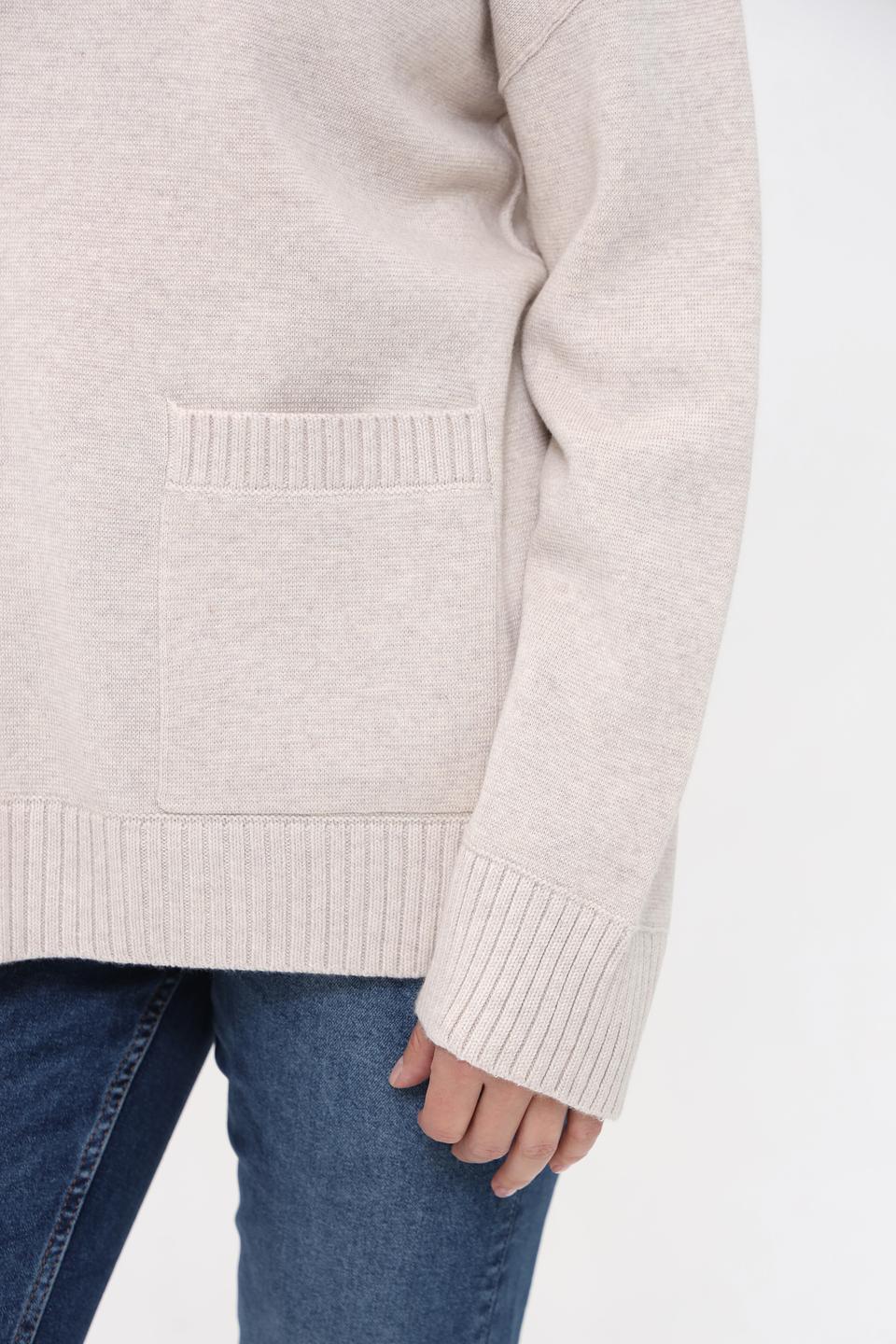 Пуловер Oui с воротником-стойкой бежевый
