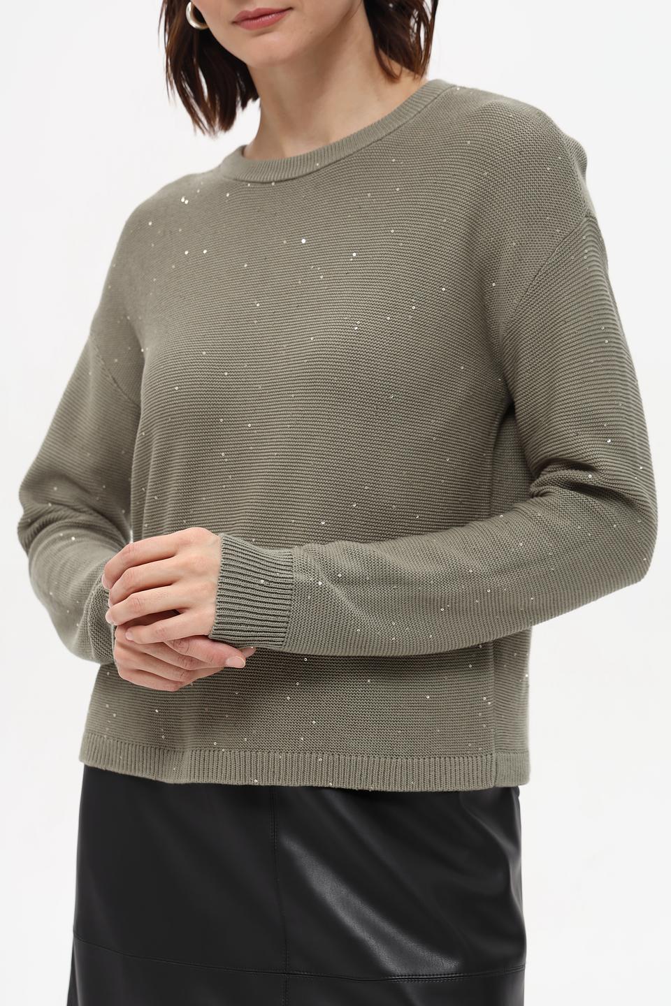 Пуловер Taifun с пайетками хаки
