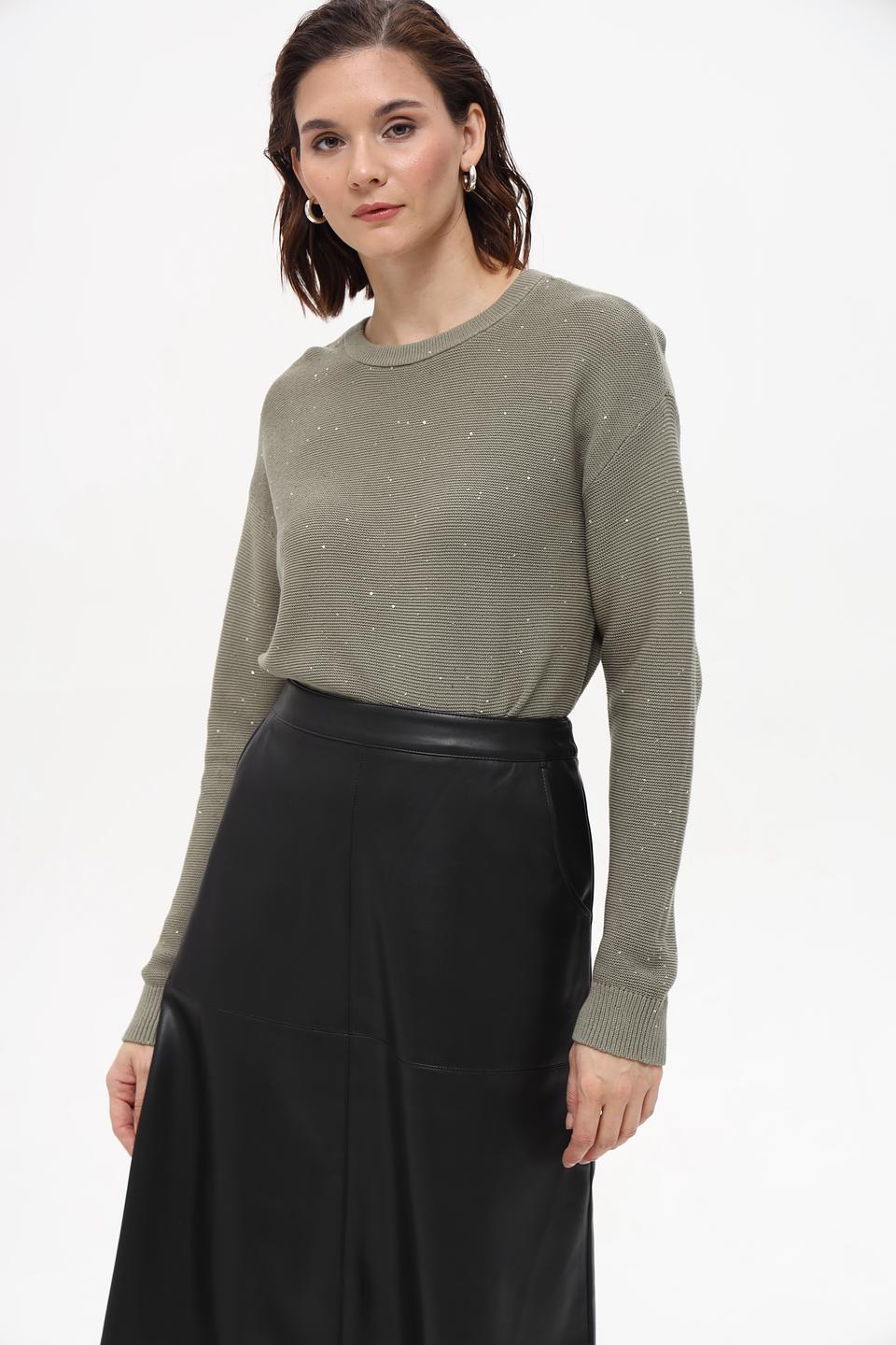 Пуловер Taifun с пайетками хаки