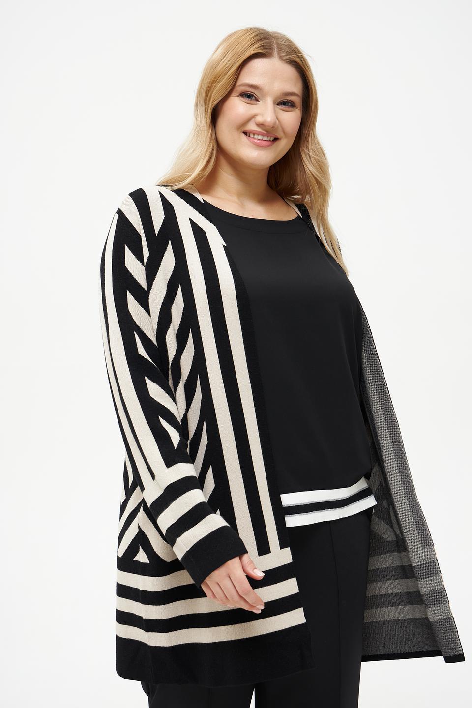 Жакет Via Appia полоска бежево-черный