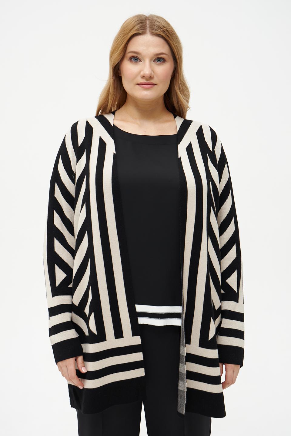 Жакет Via Appia полоска бежево-черный