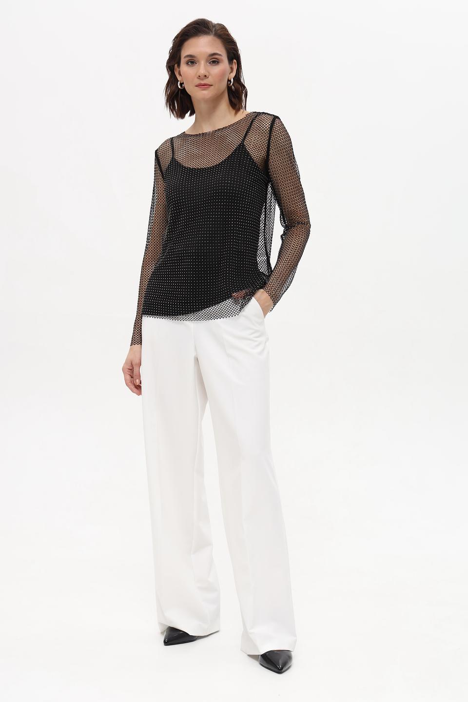 Блуза Oui с вышивкой чёрная