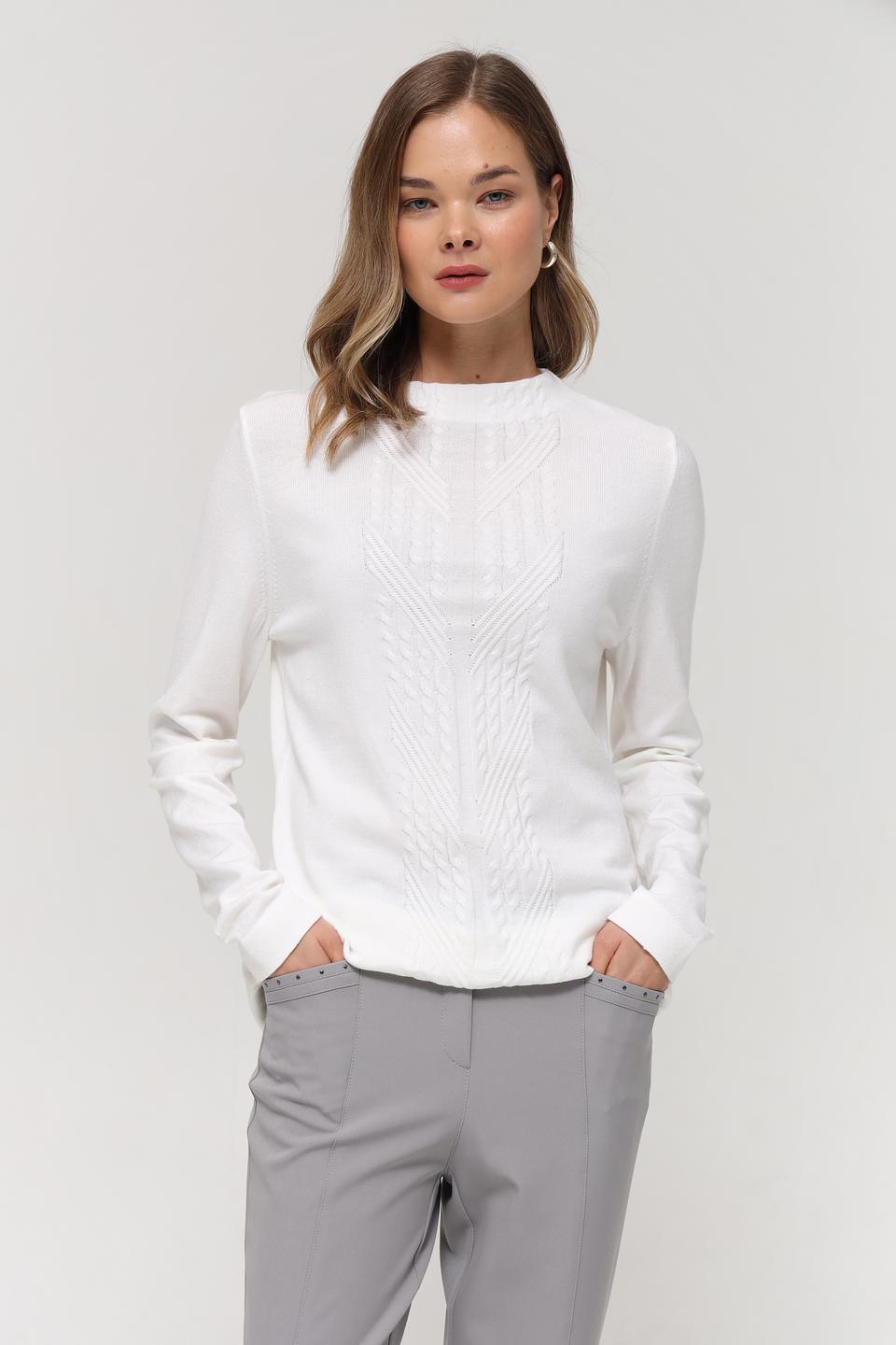 Пуловер Gollehaug женский белый с косами