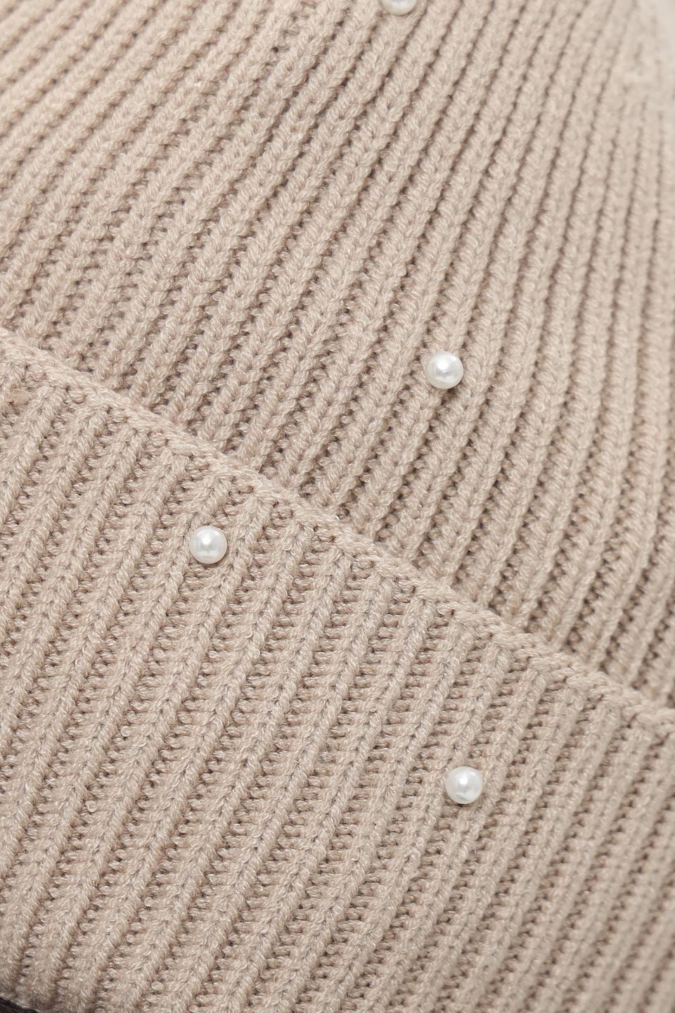 Шапка Seeberger с жемчугом бежевая