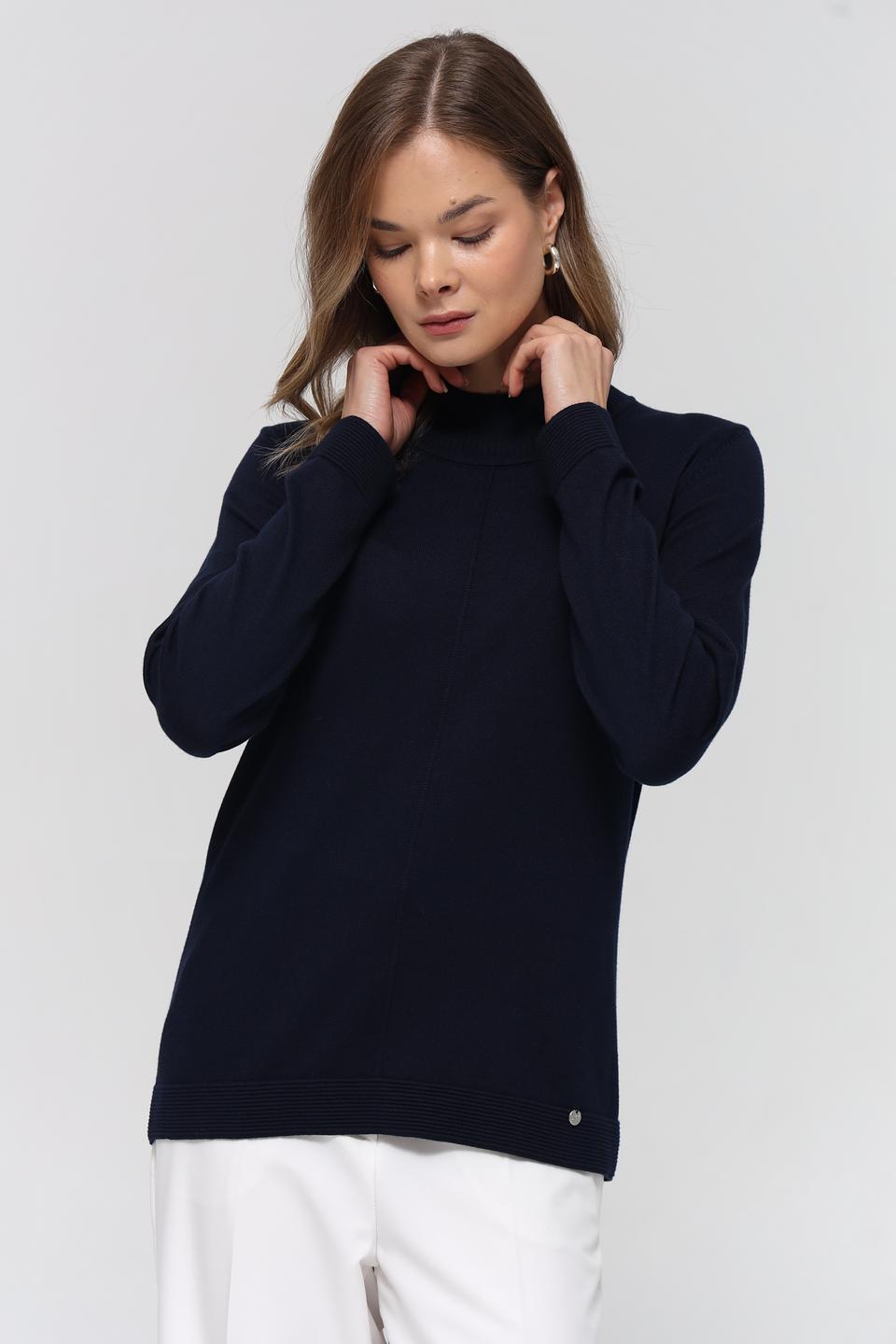 Пуловер Gollehaug тёмно-синий с горлом