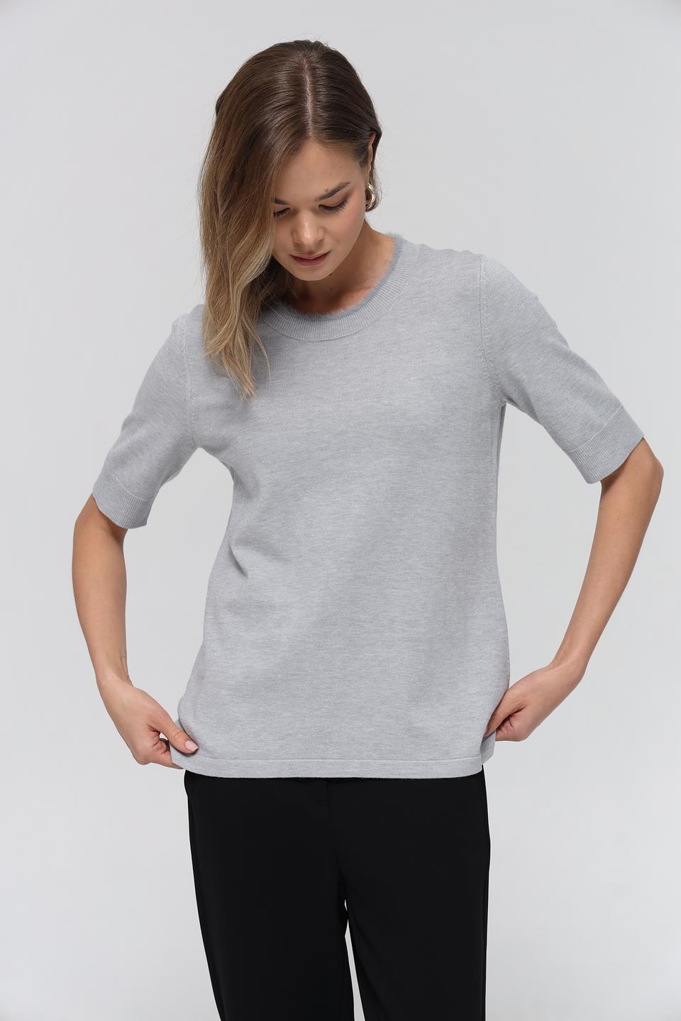 Пуловер Olsen серый с коротким рукавом