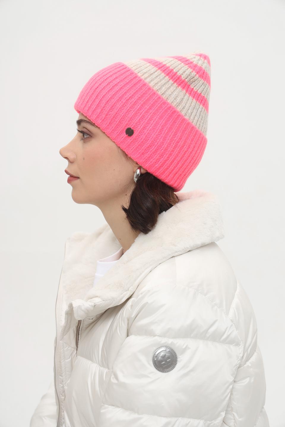 Шапка Fraas в полоску розовый