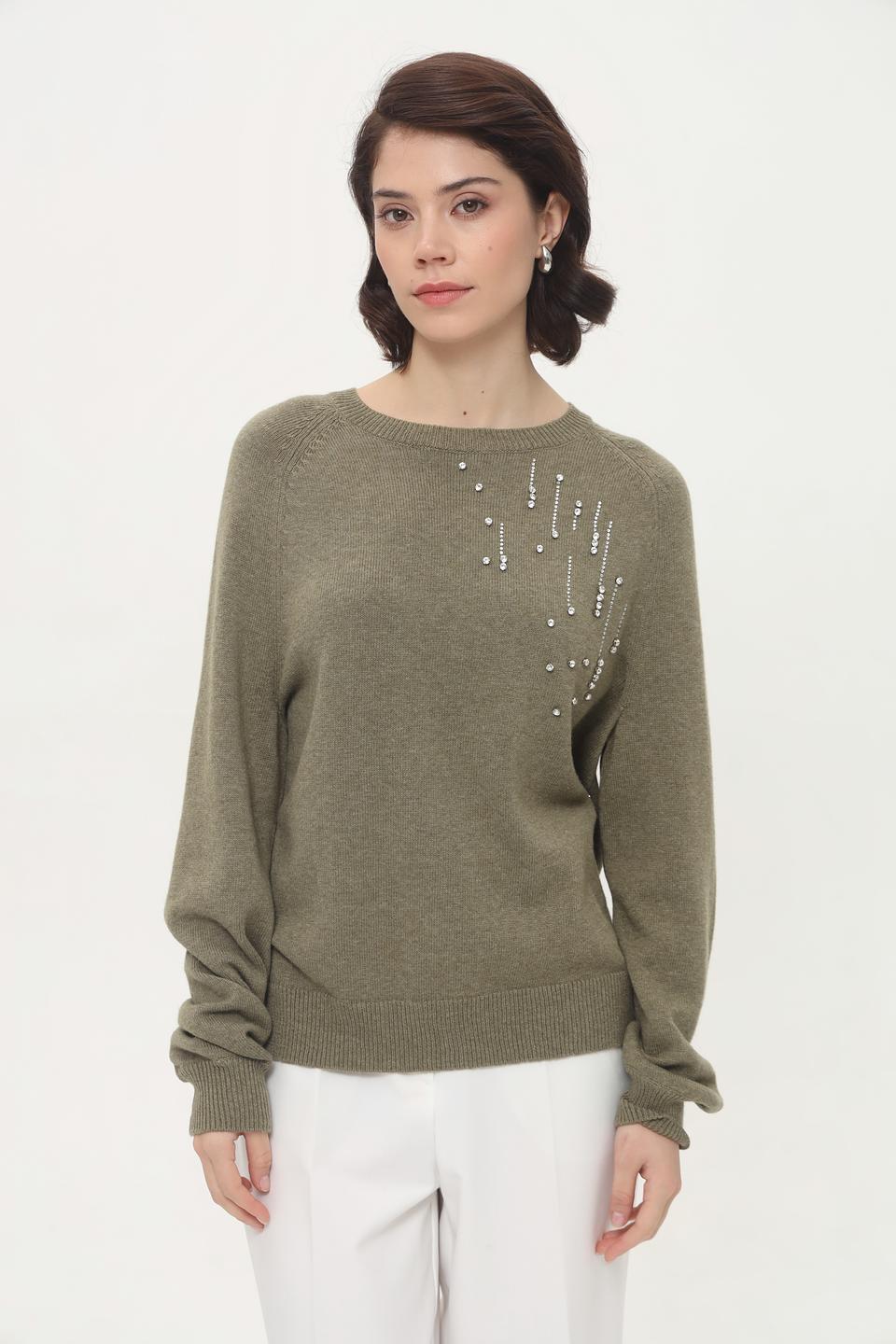 Пуловер Taifun с декором хаки
