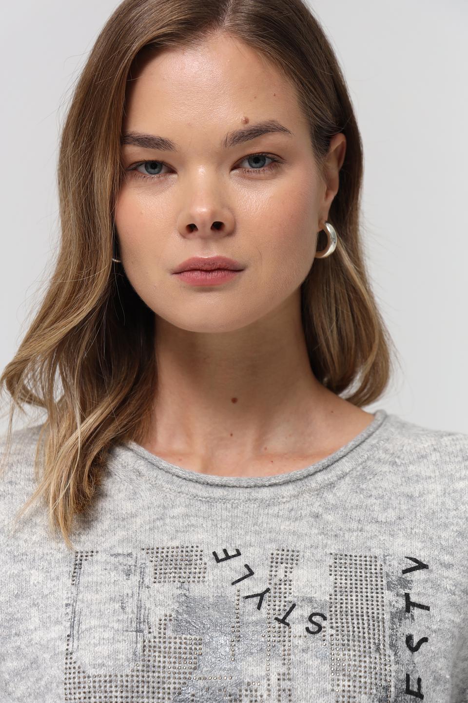 Пуловер Rabe collection серый с принтом