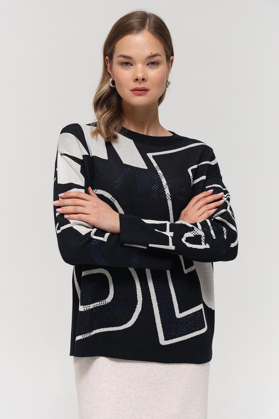 Пуловер Lecomte с принтом чёрный