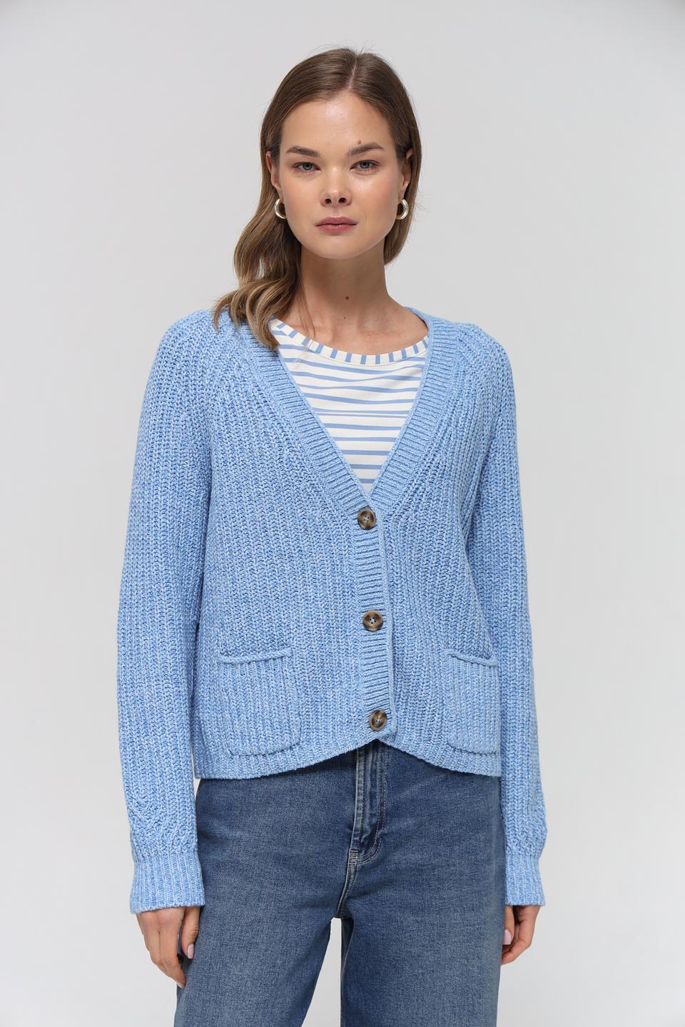 Жакет Oui вязаный голубой