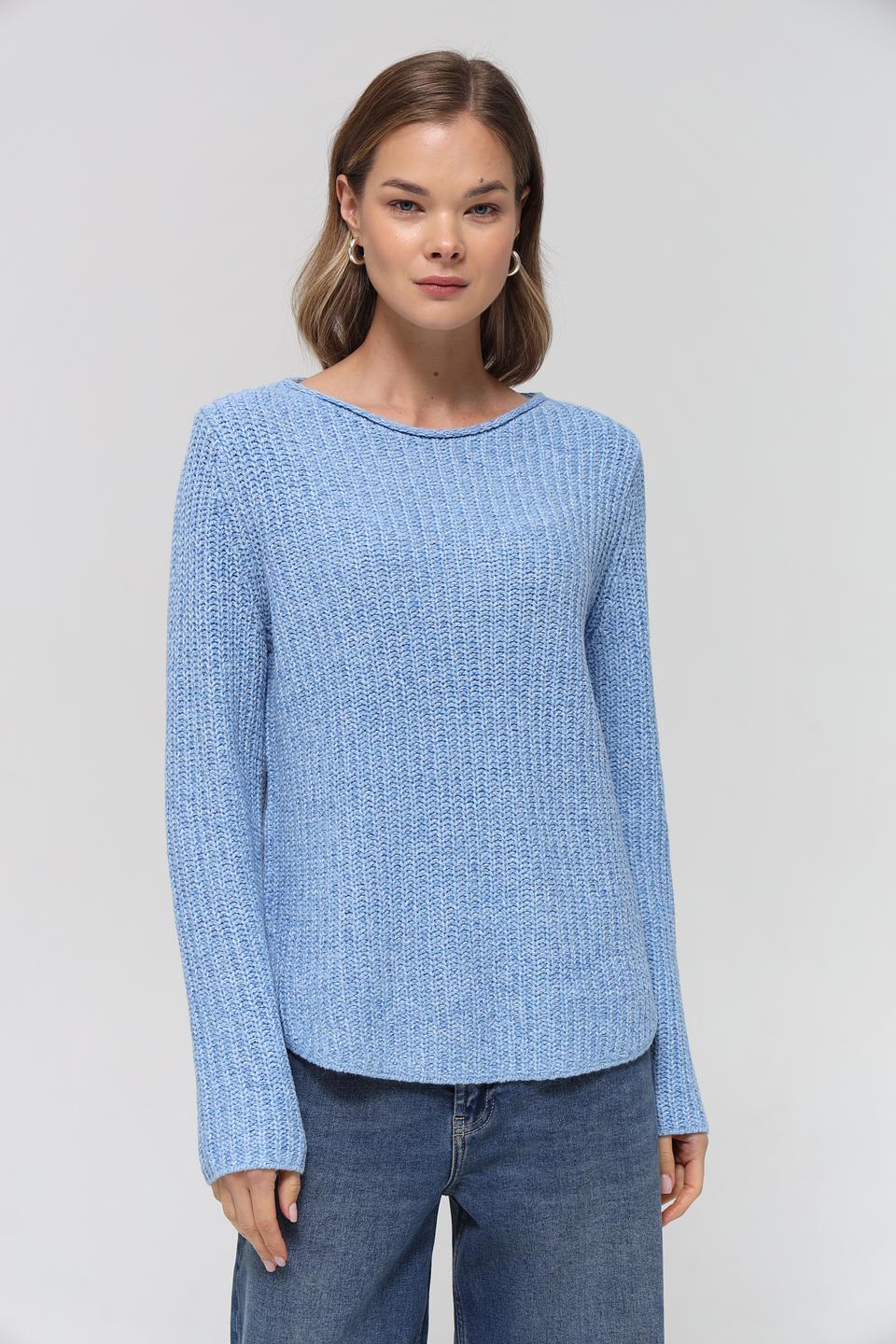 Пуловер Oui голубой вязаный
