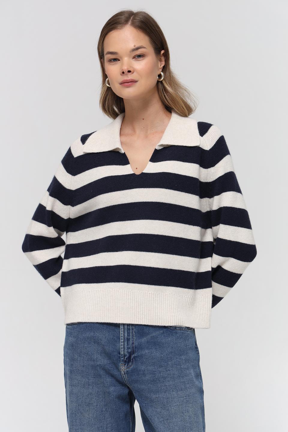 Пуловер Oui в полоску