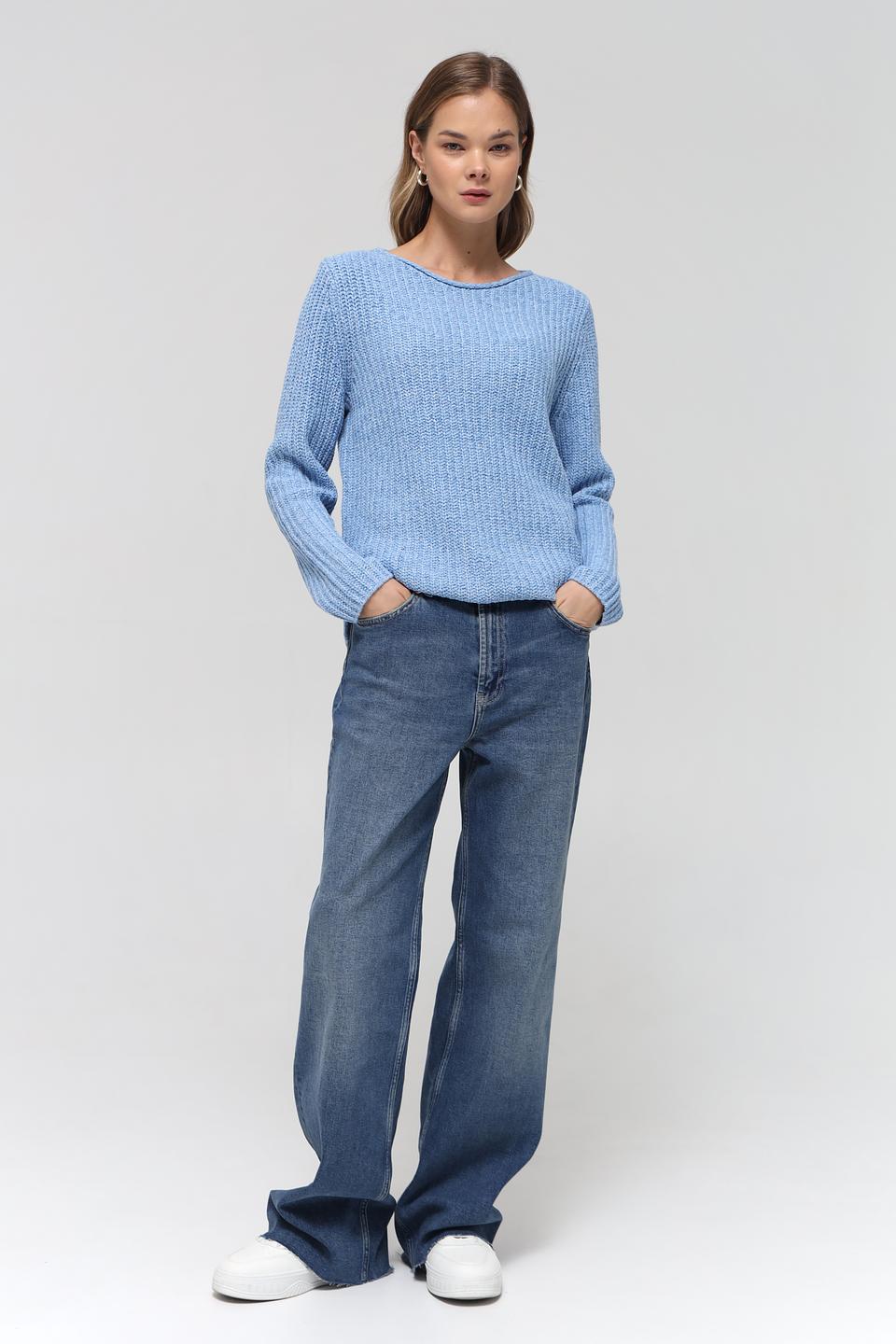 Пуловер Oui голубой вязаный