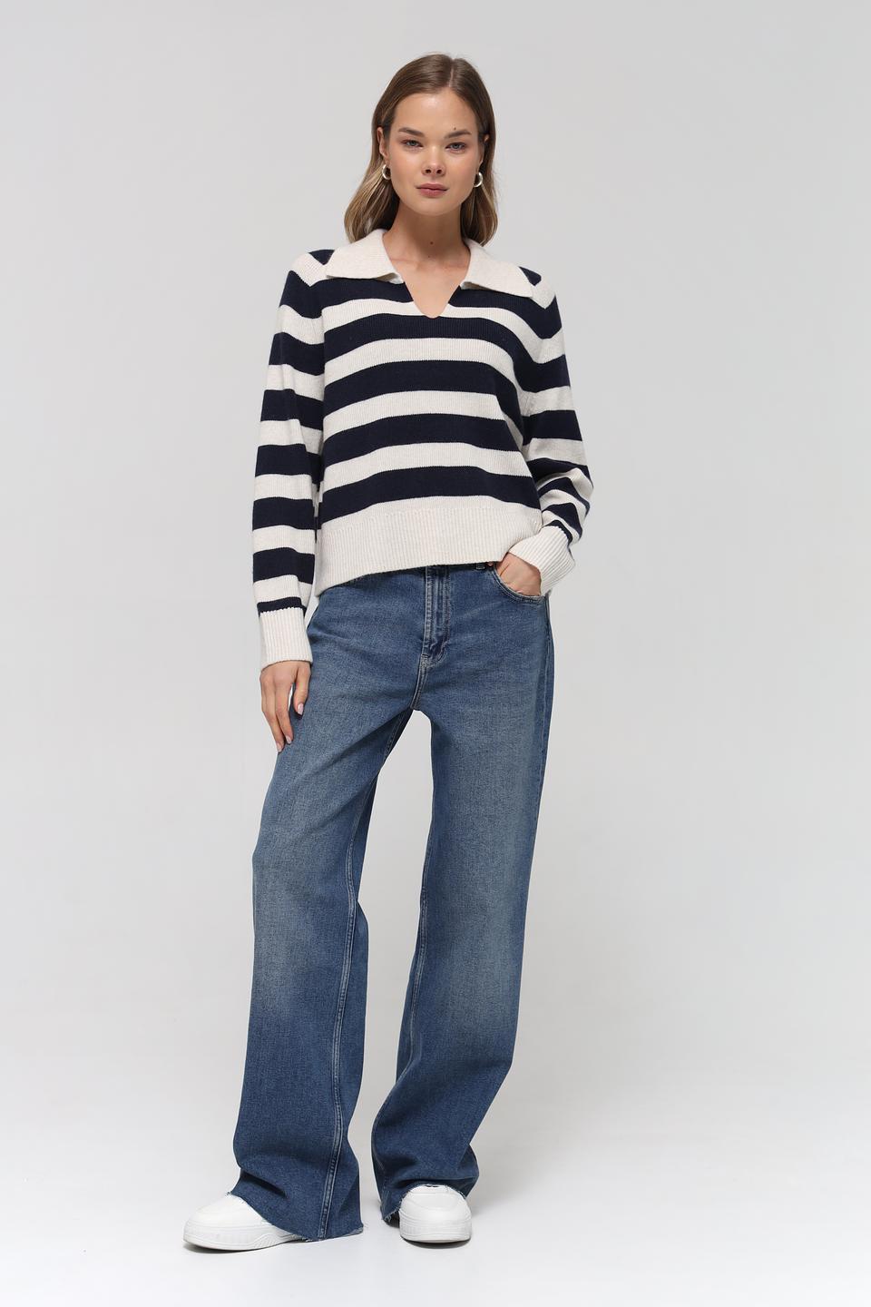 Пуловер Oui в полоску