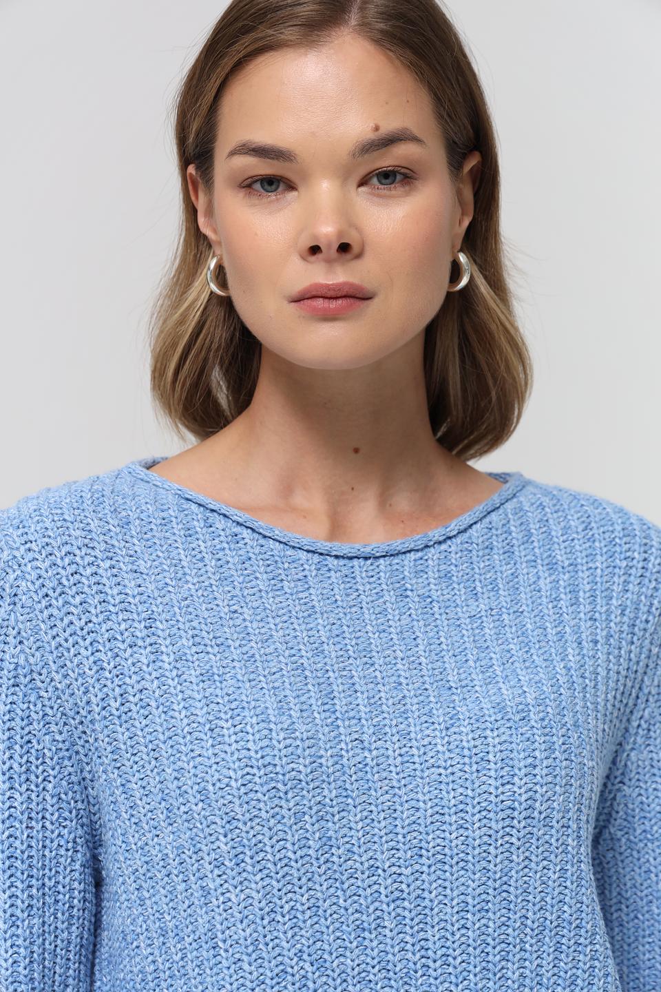 Пуловер Oui голубой вязаный