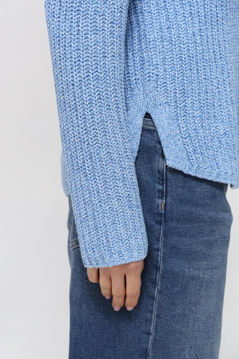 Пуловер Oui голубой вязаный
