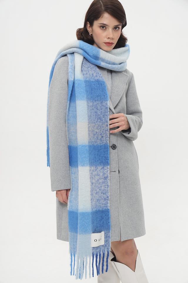Шарф Oui в клетку голубой