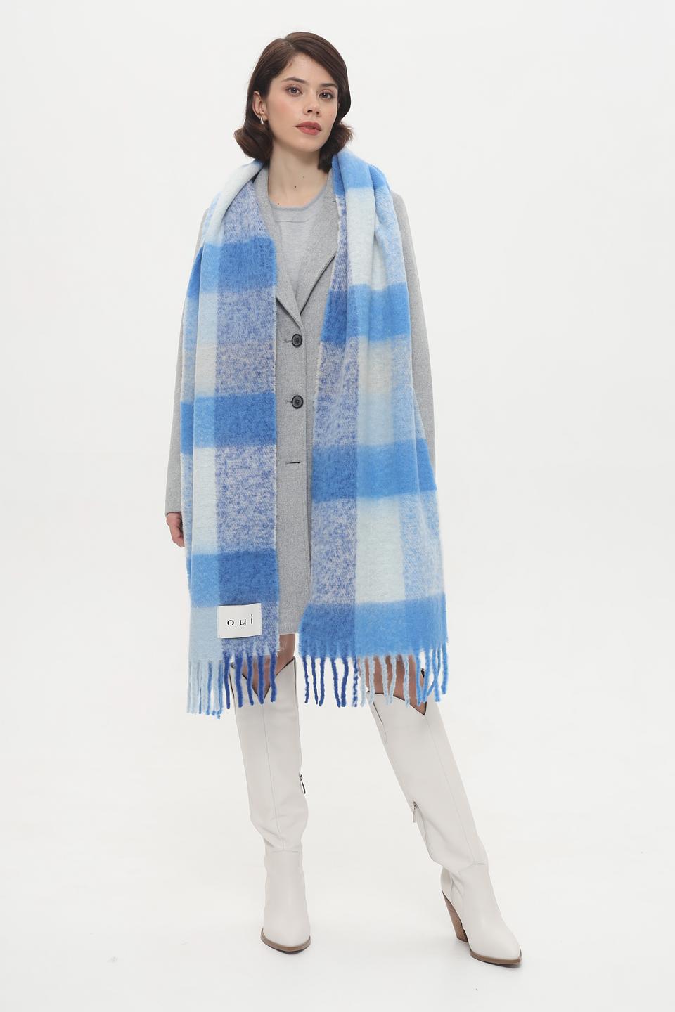 Шарф Oui в клетку голубой