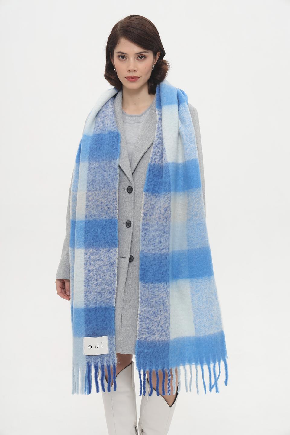 Шарф Oui в клетку голубой