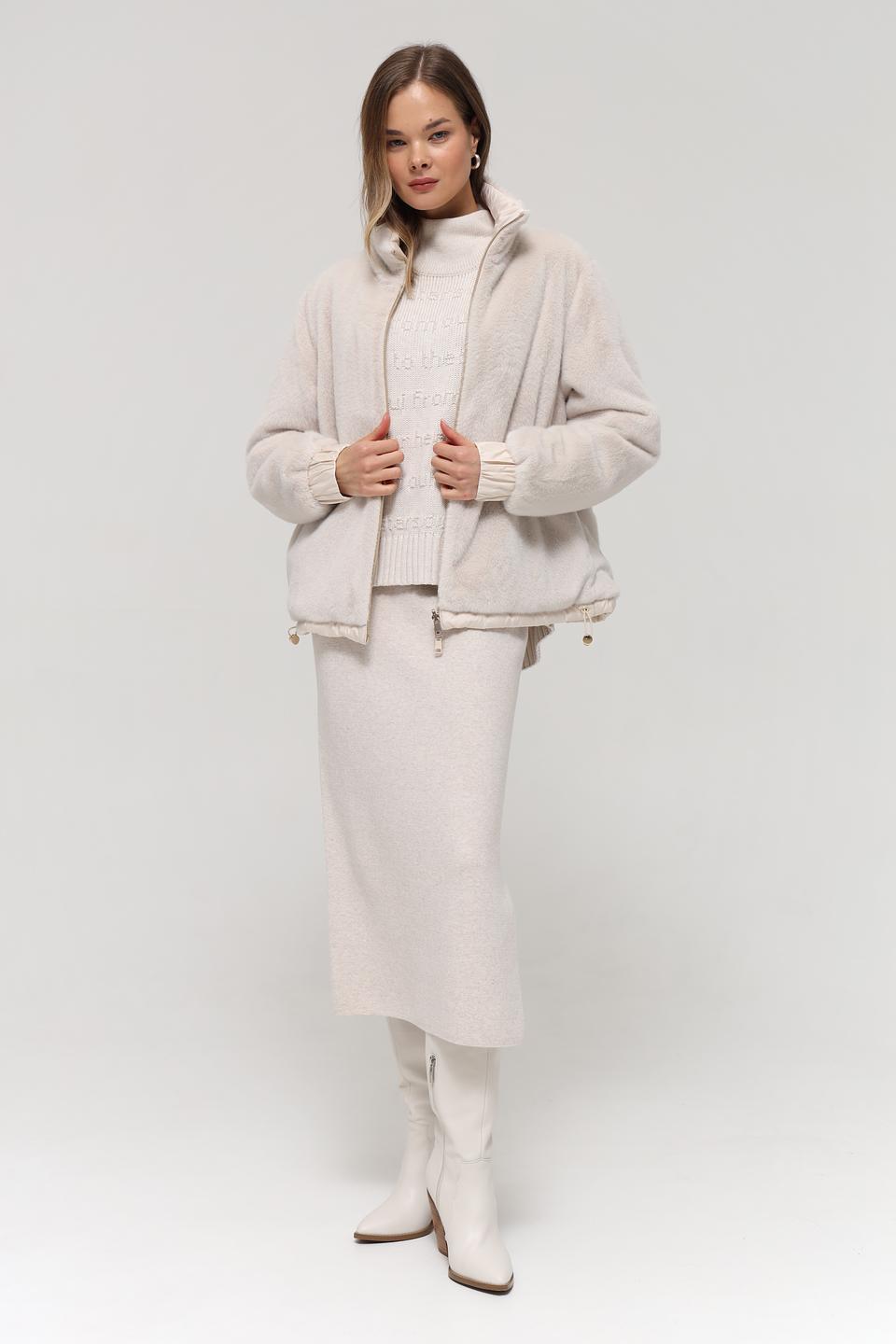 Юбка Oui бежевая с разрезом