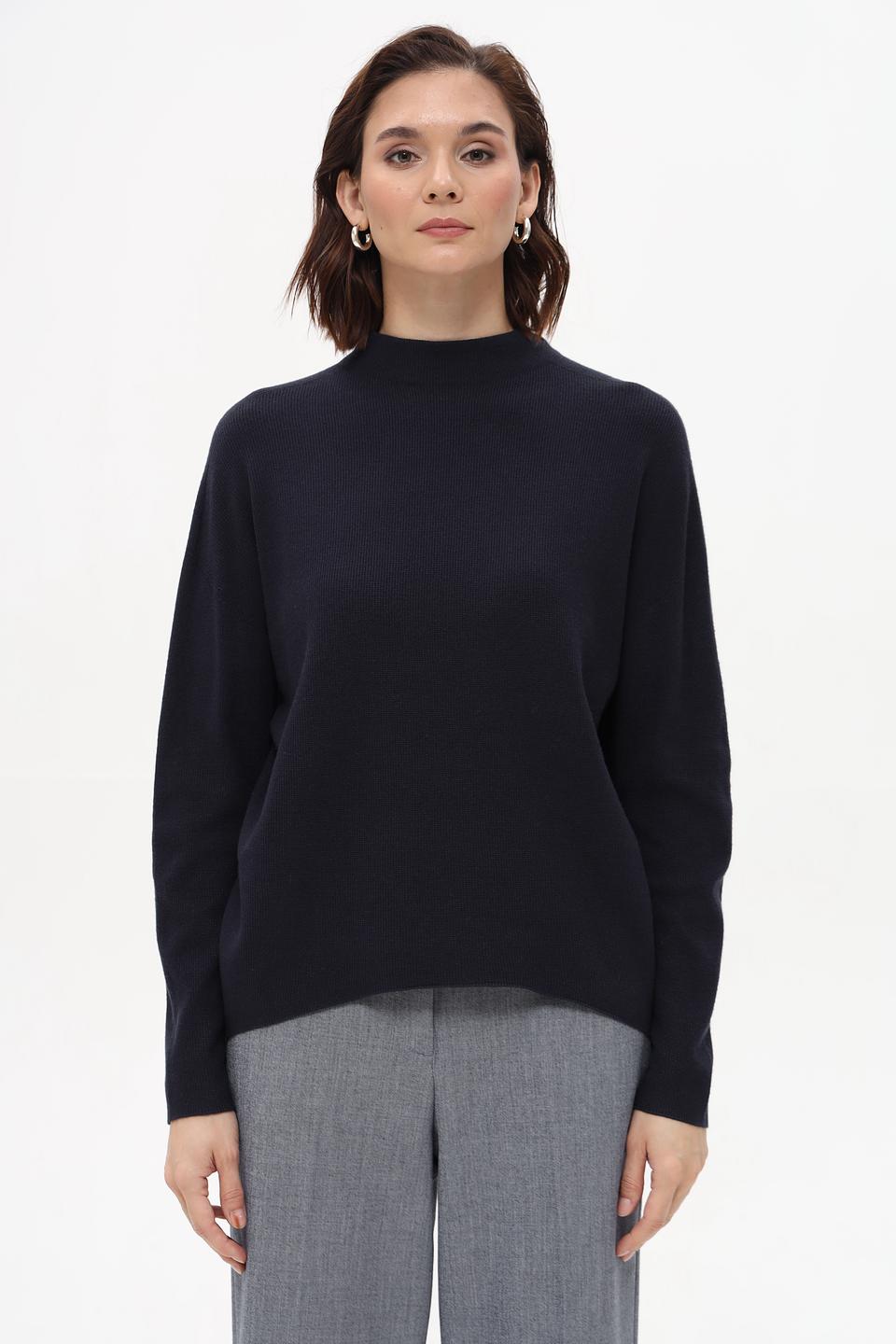 Пуловер Oui с горлом, тёмно-синий