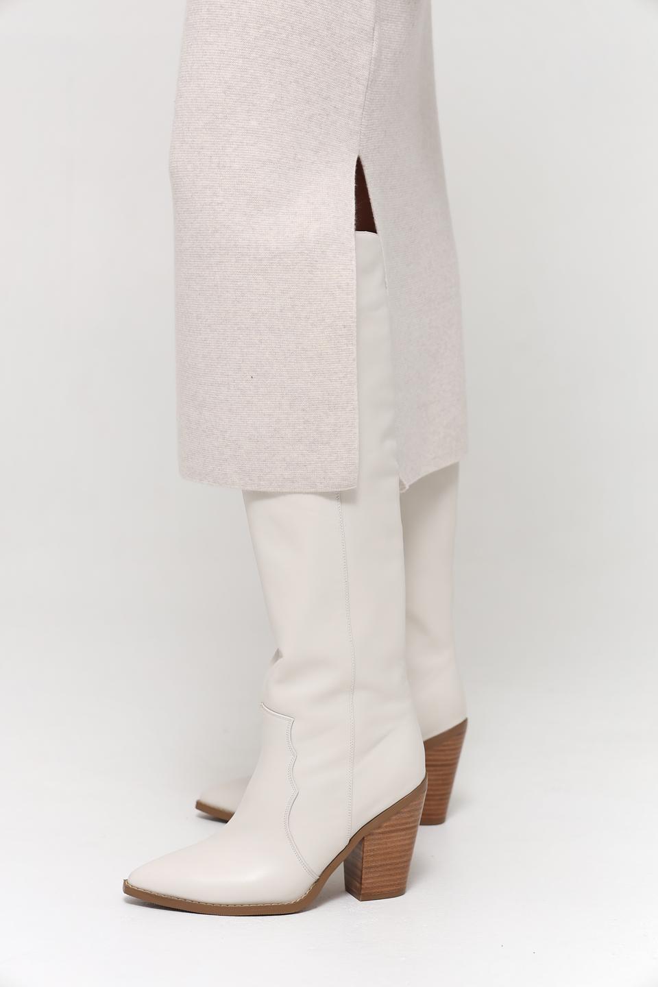 Юбка Oui бежевая с разрезом