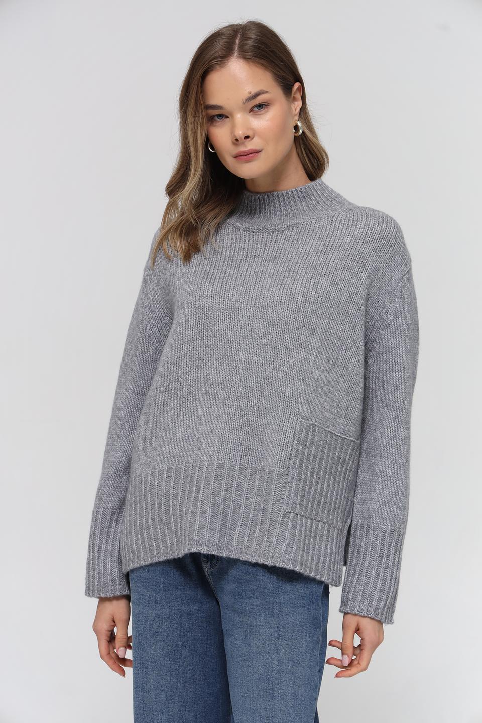 Пуловер Lecomte серый с горлом