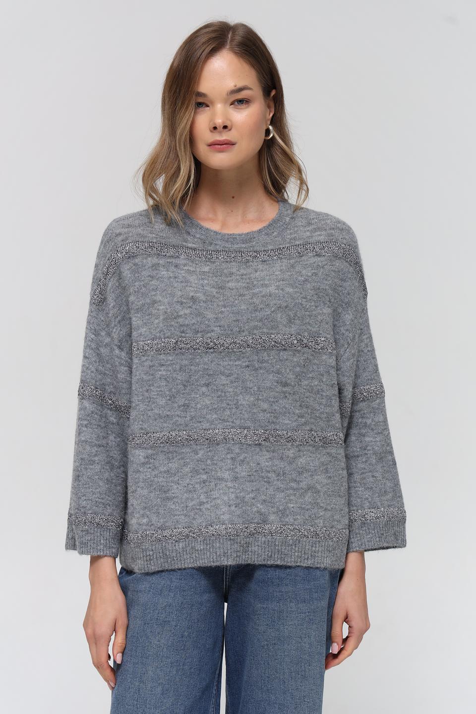 Пуловер Lecomte серый с полосками