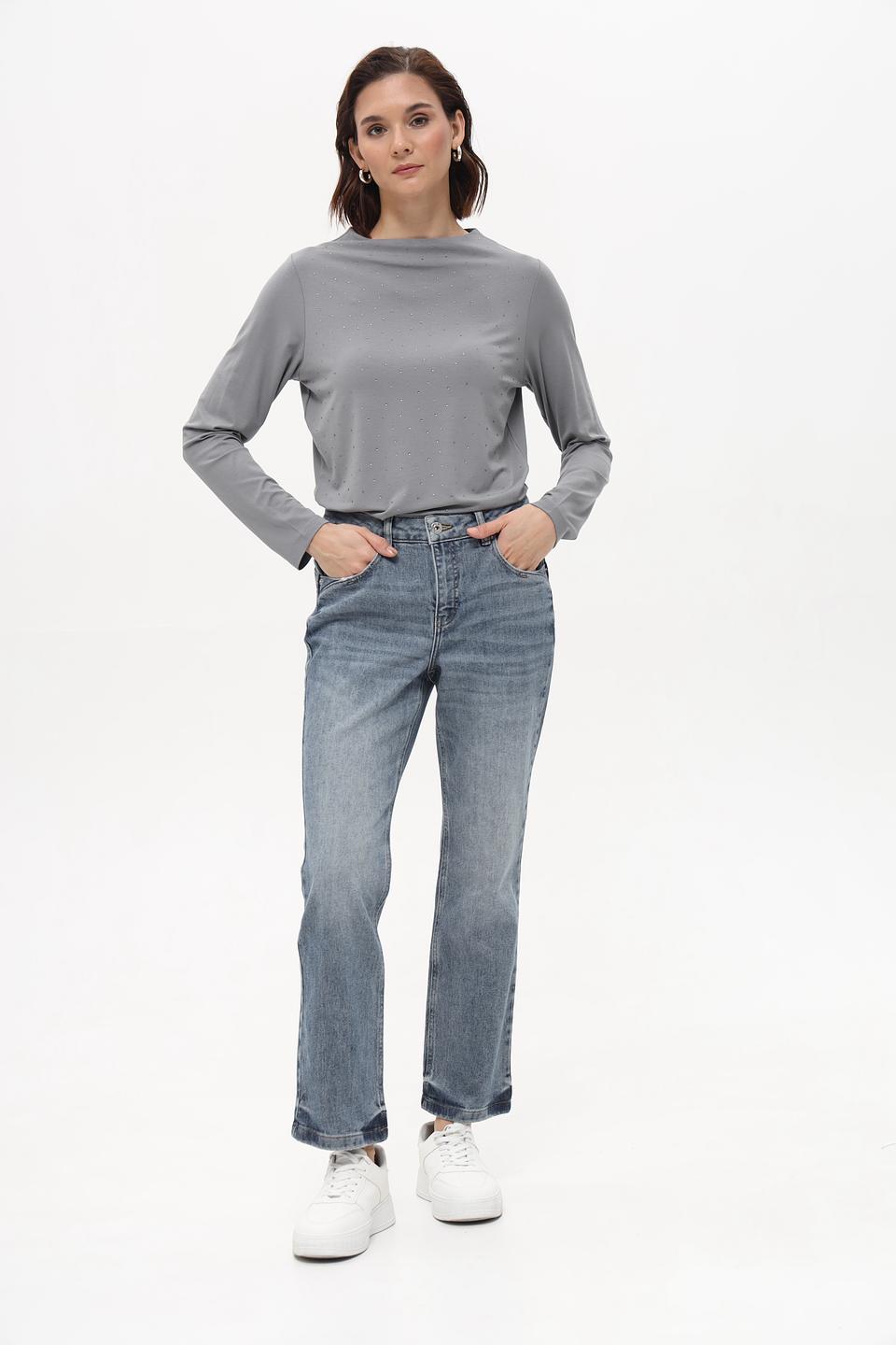 Футболка Lecomte с пайетками серая