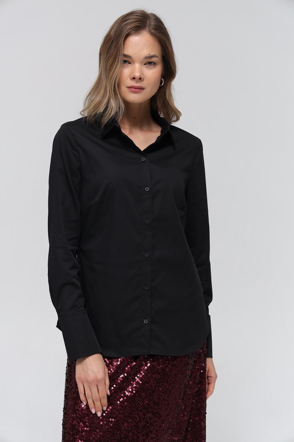 Рубашка Oui чёрная с длинным рукавом