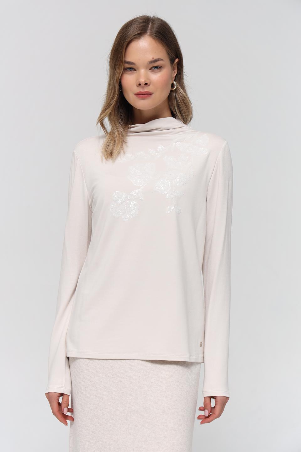 Пуловер Monari с вышивкой бежевый