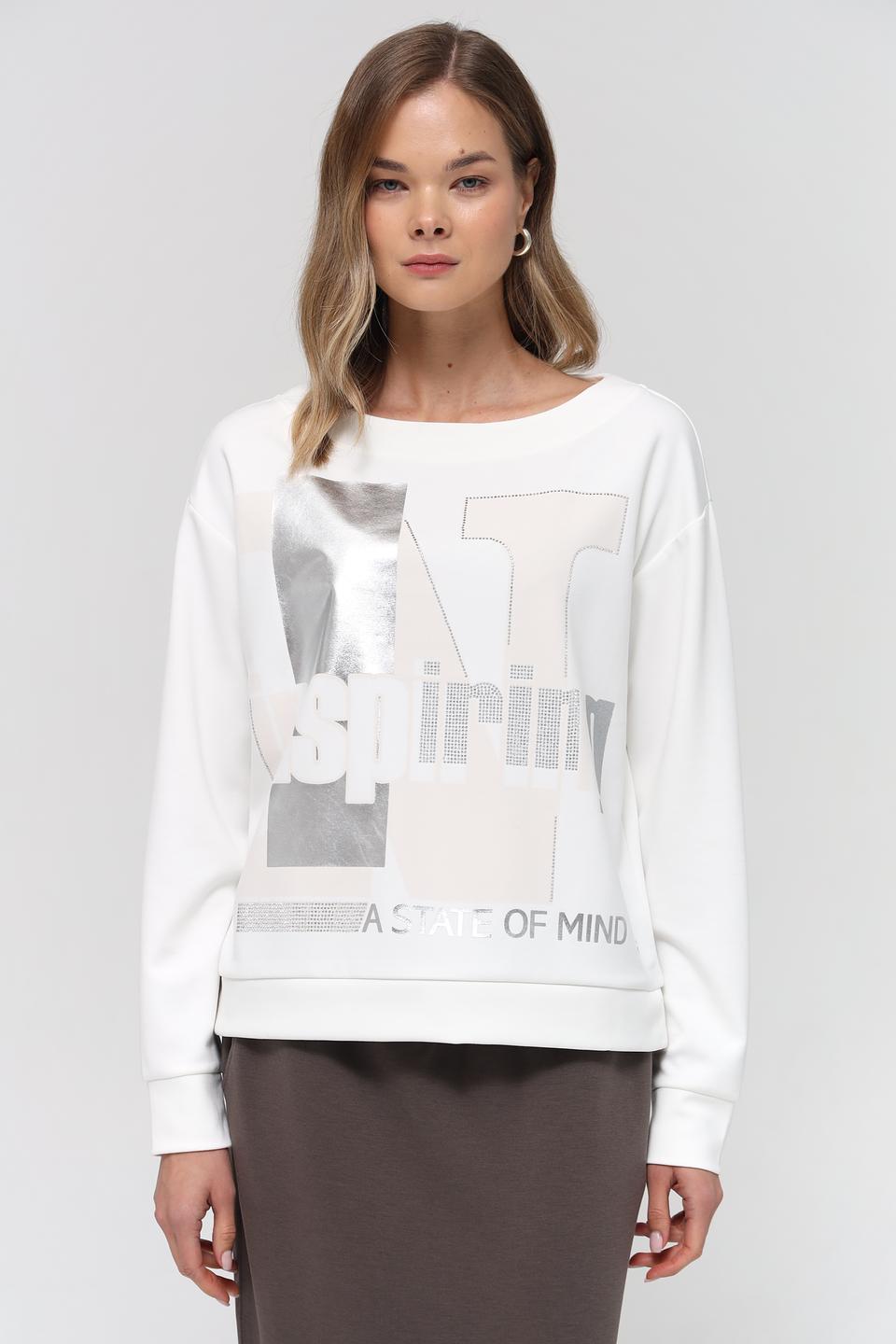 Пуловер Monari с принтом белый