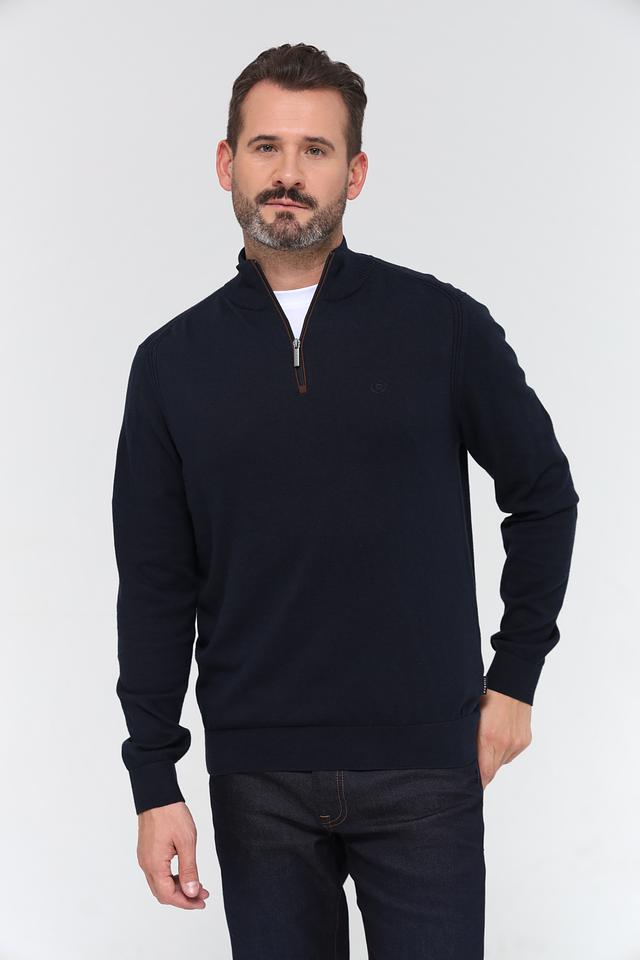 Джемпер Bugatti с молнией темно-синий