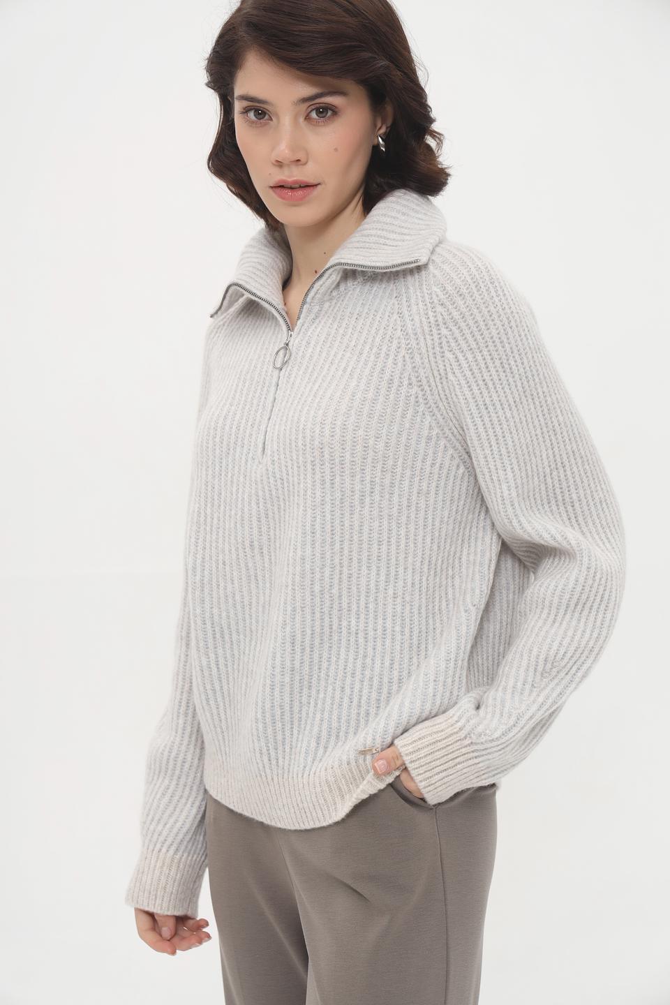 Пуловер Cinque с молнией серый