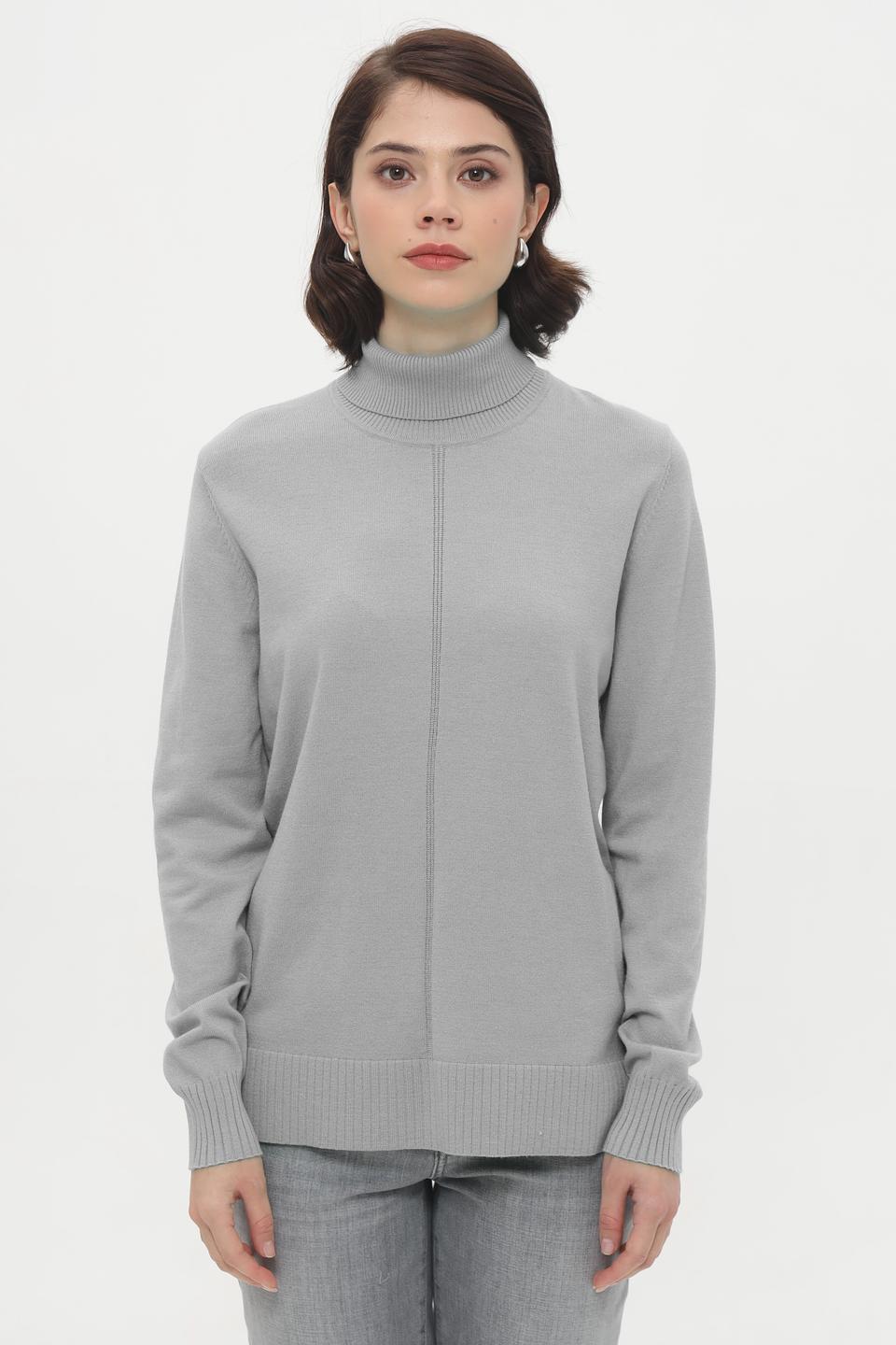 Пуловер Lebek с горлом серый