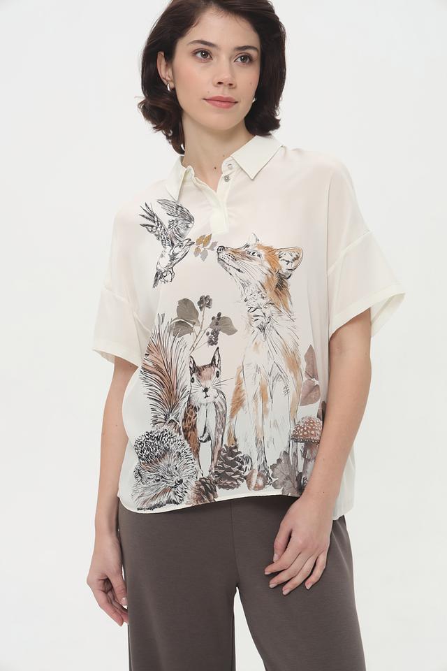 Блуза Marc Cain с принтом "Лесная сказка"