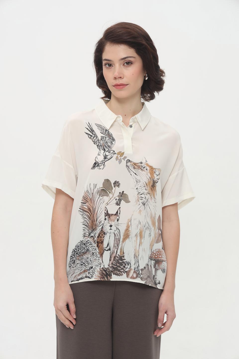 Блуза Marc Cain с принтом "Лесная сказка"