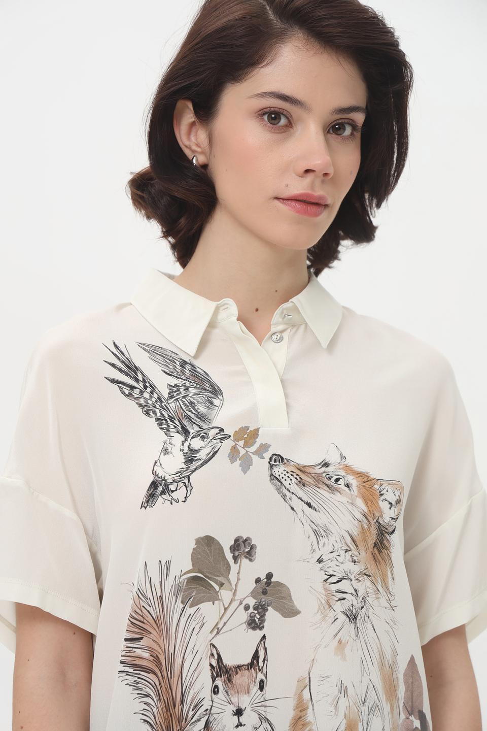 Блуза Marc Cain с принтом "Лесная сказка"