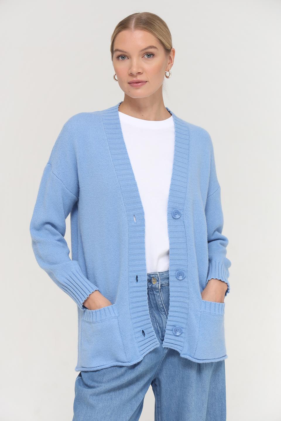 Жакет Lebek вязаный голубой