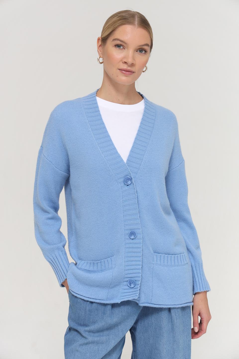 Жакет Lebek вязаный голубой