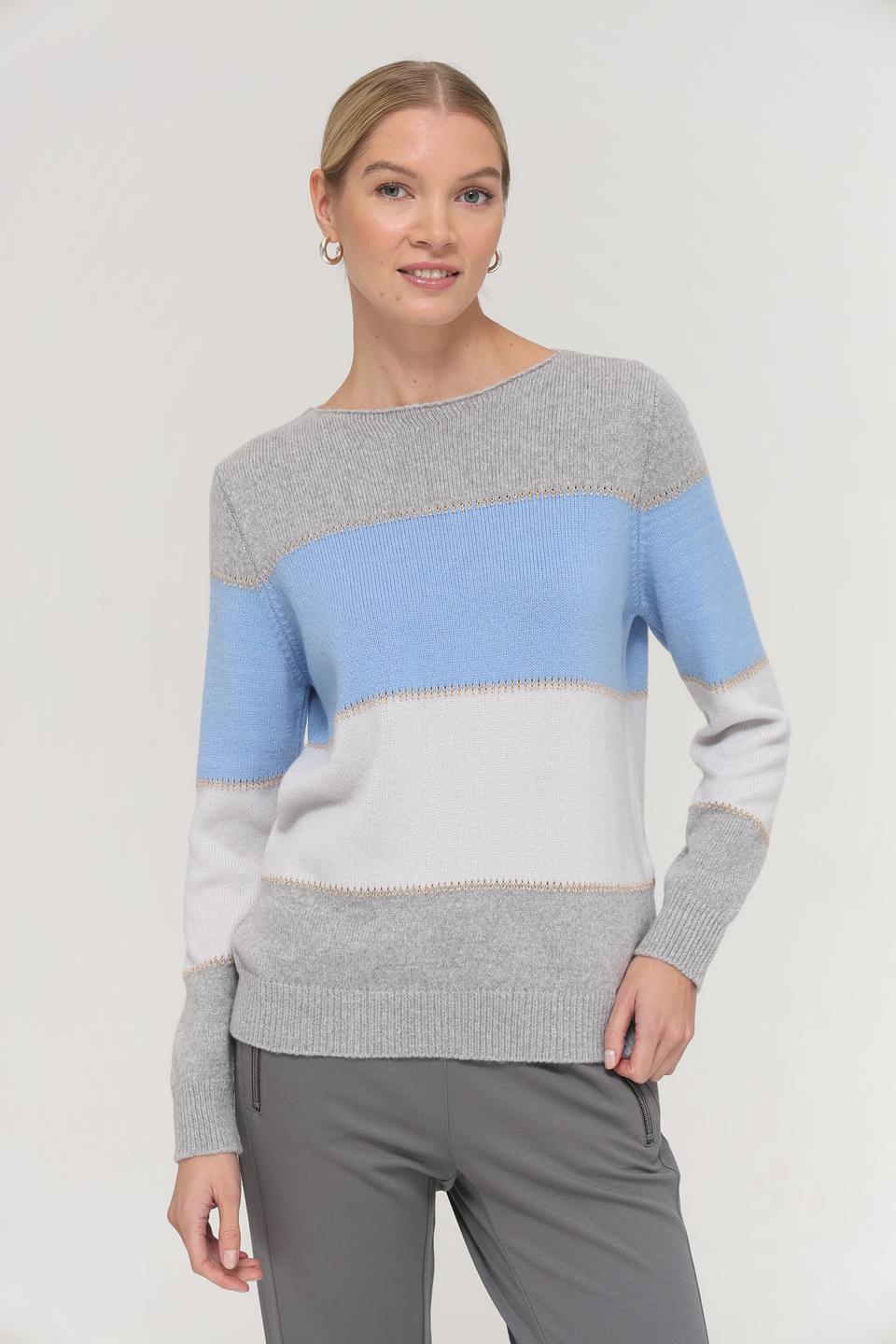 Пуловер Lebek полосатый серый