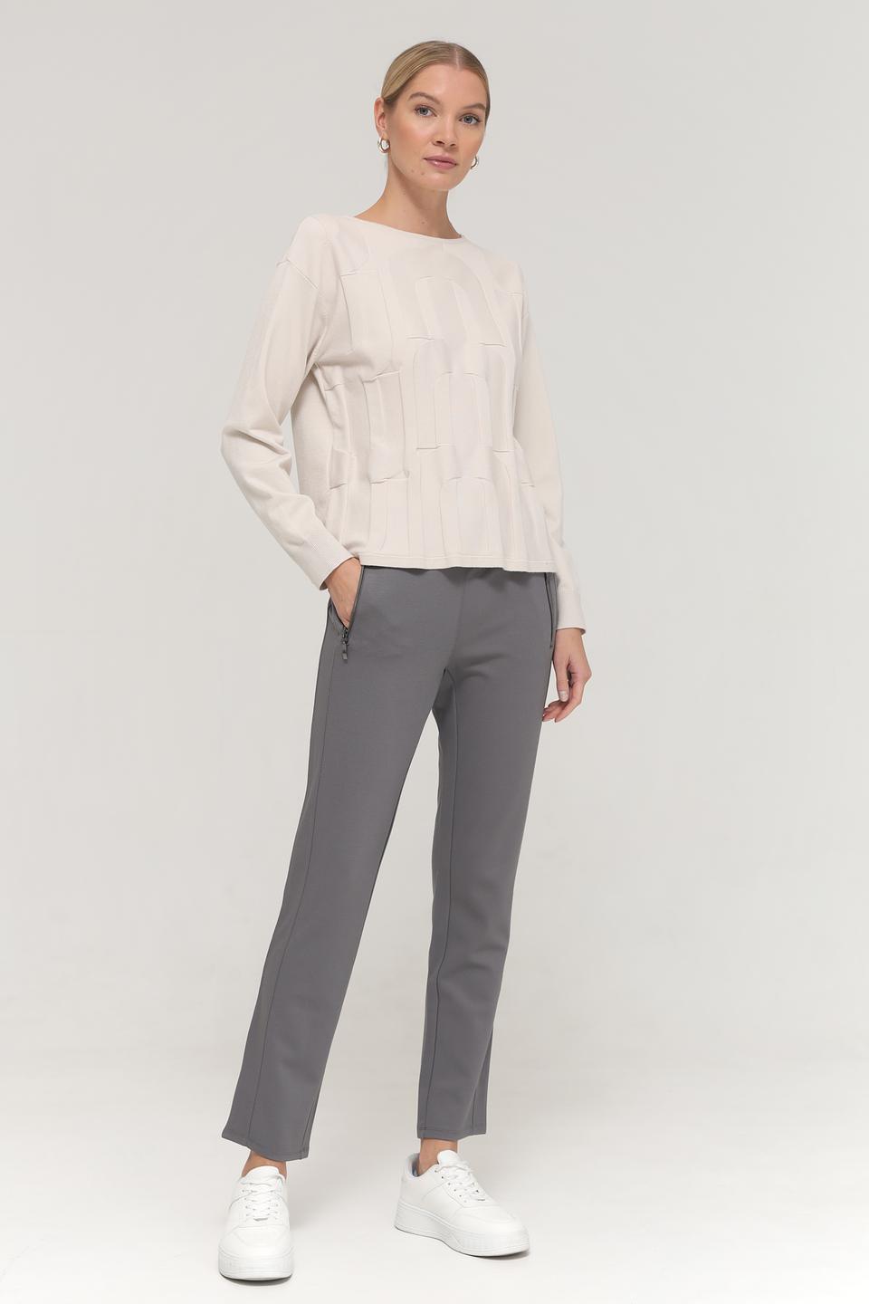 Пуловер Lebek полосатый серый