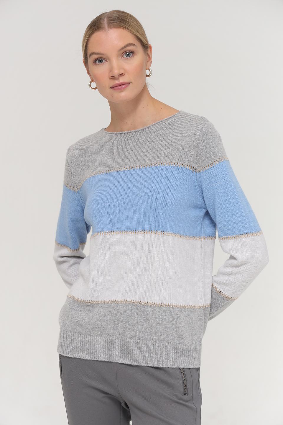 Пуловер Lebek полосатый серый