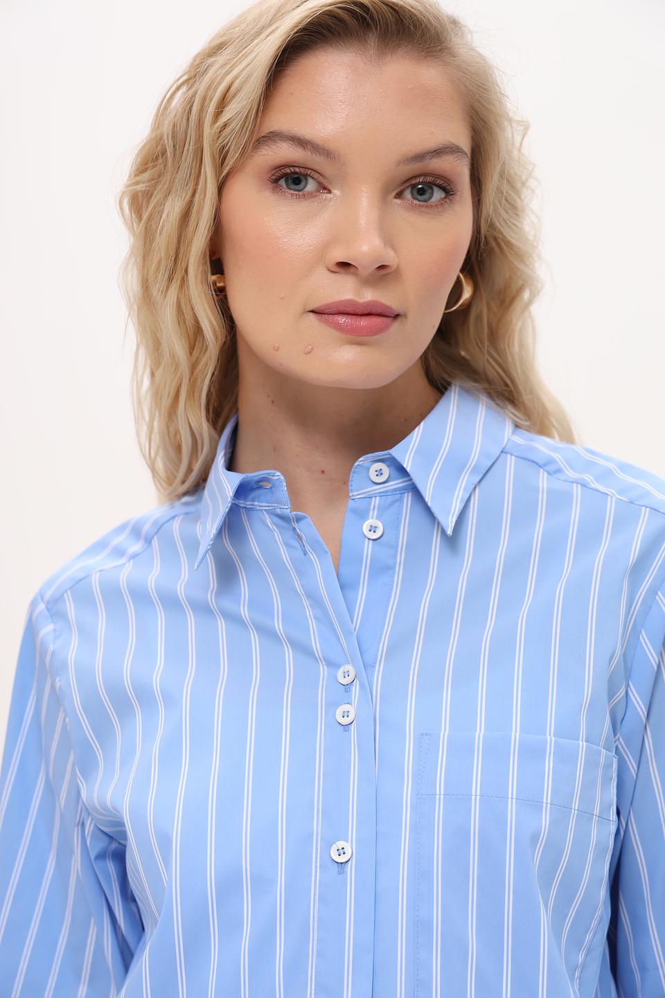 Рубашка Bianca в полоску голубую