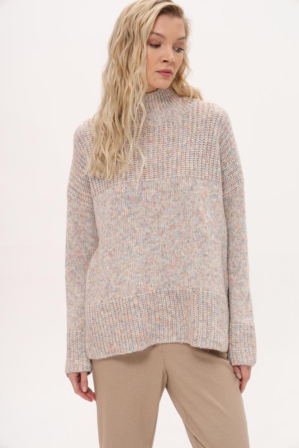 Пуловер Oui меланж с горлом